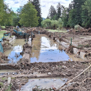 Das extreme Hochwasser an der Savinja hat die Fischzucht-Anlage des Fischereivereins Ljubno zerstört.
